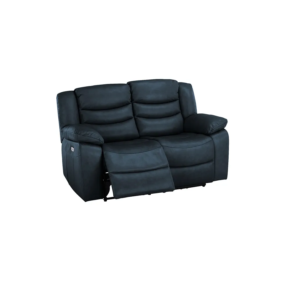 MARLOW 2 Seater Electric Recliner Sofa Blue Leather - Image 4