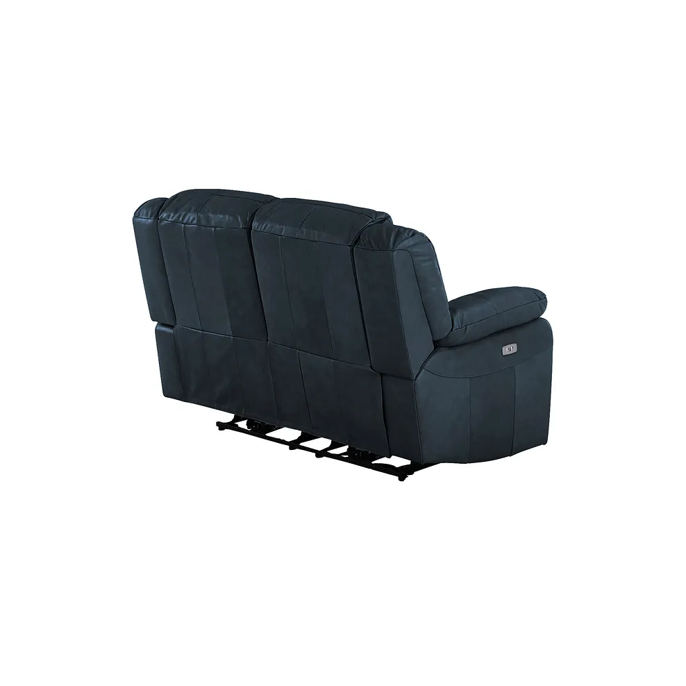 MARLOW 2 Seater Electric Recliner Sofa Blue Leather - Image 7