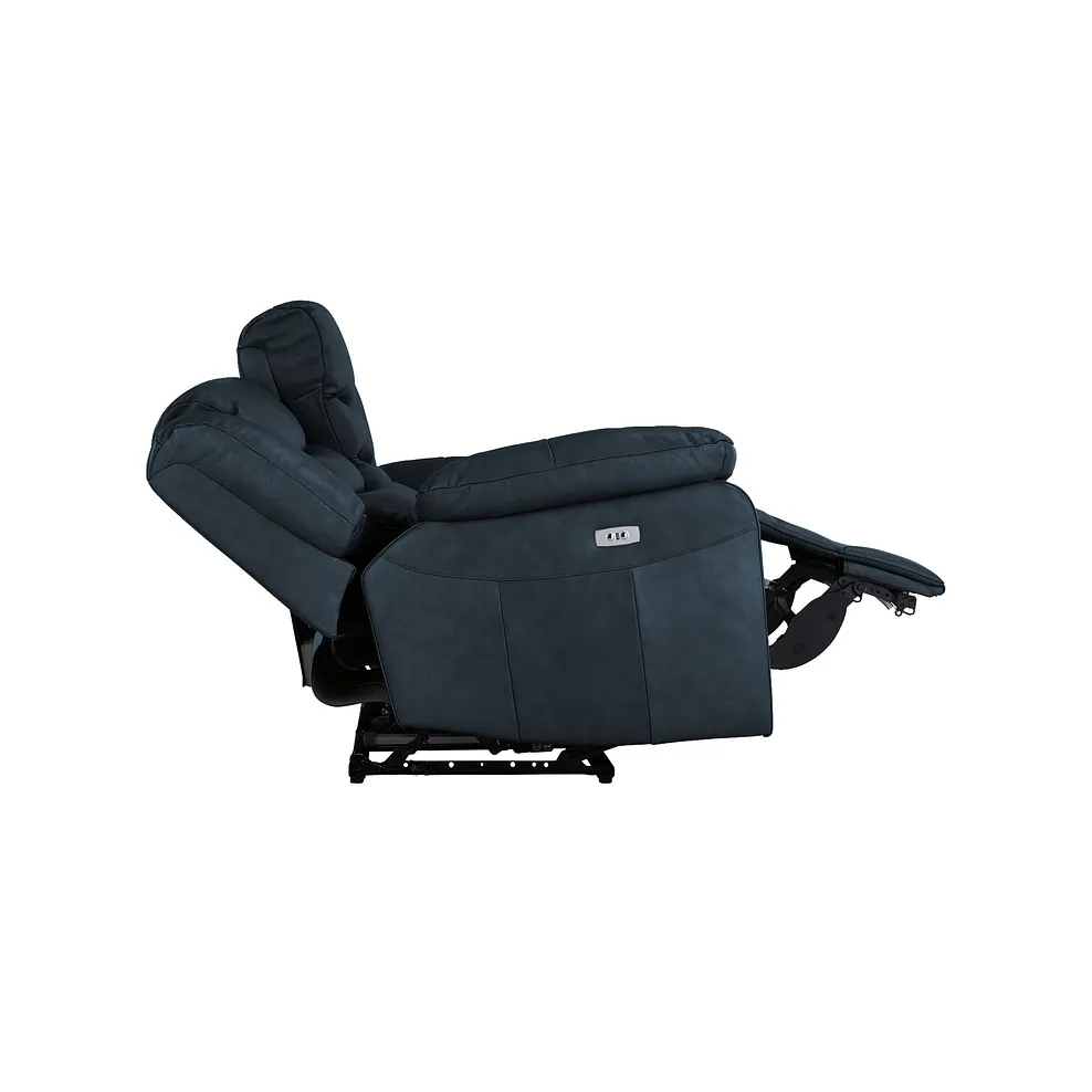 MARLOW 2 Seater Electric Recliner Sofa Blue Leather - Image 9