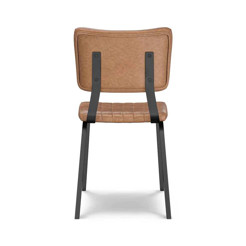 MASON Vintage Tan Leather-look Dining Chair Black Metal - Image 6