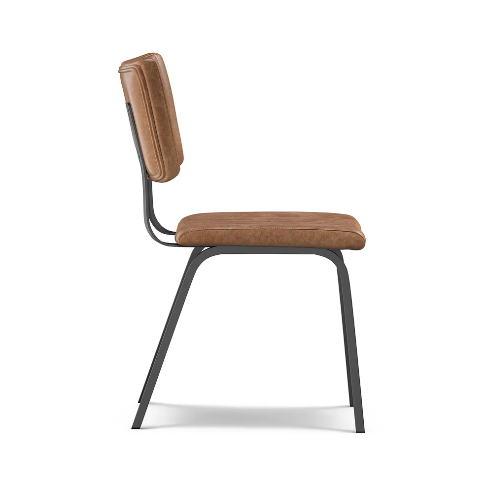 MASON Vintage Tan Leather-look Dining Chair Black Metal - Image 7