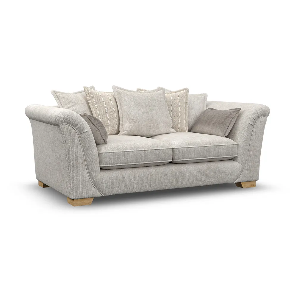 MILLDALE 3 Seater Pillow Back Sofa Ivory Fabric - Image 2