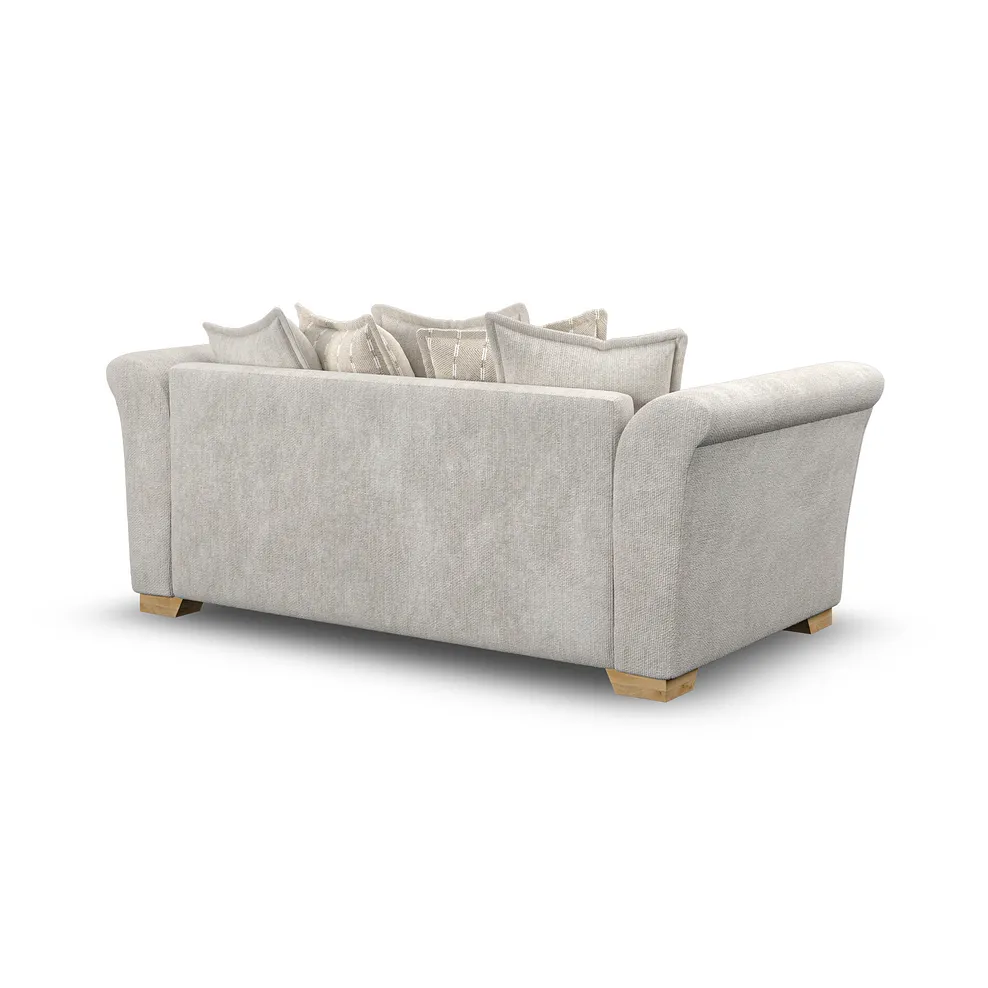 MILLDALE 3 Seater Pillow Back Sofa Ivory Fabric - Image 3