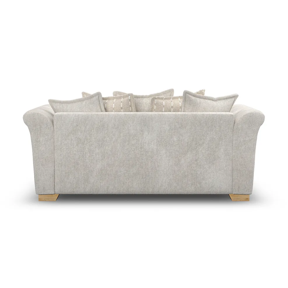 MILLDALE 3 Seater Pillow Back Sofa Ivory Fabric - Image 4