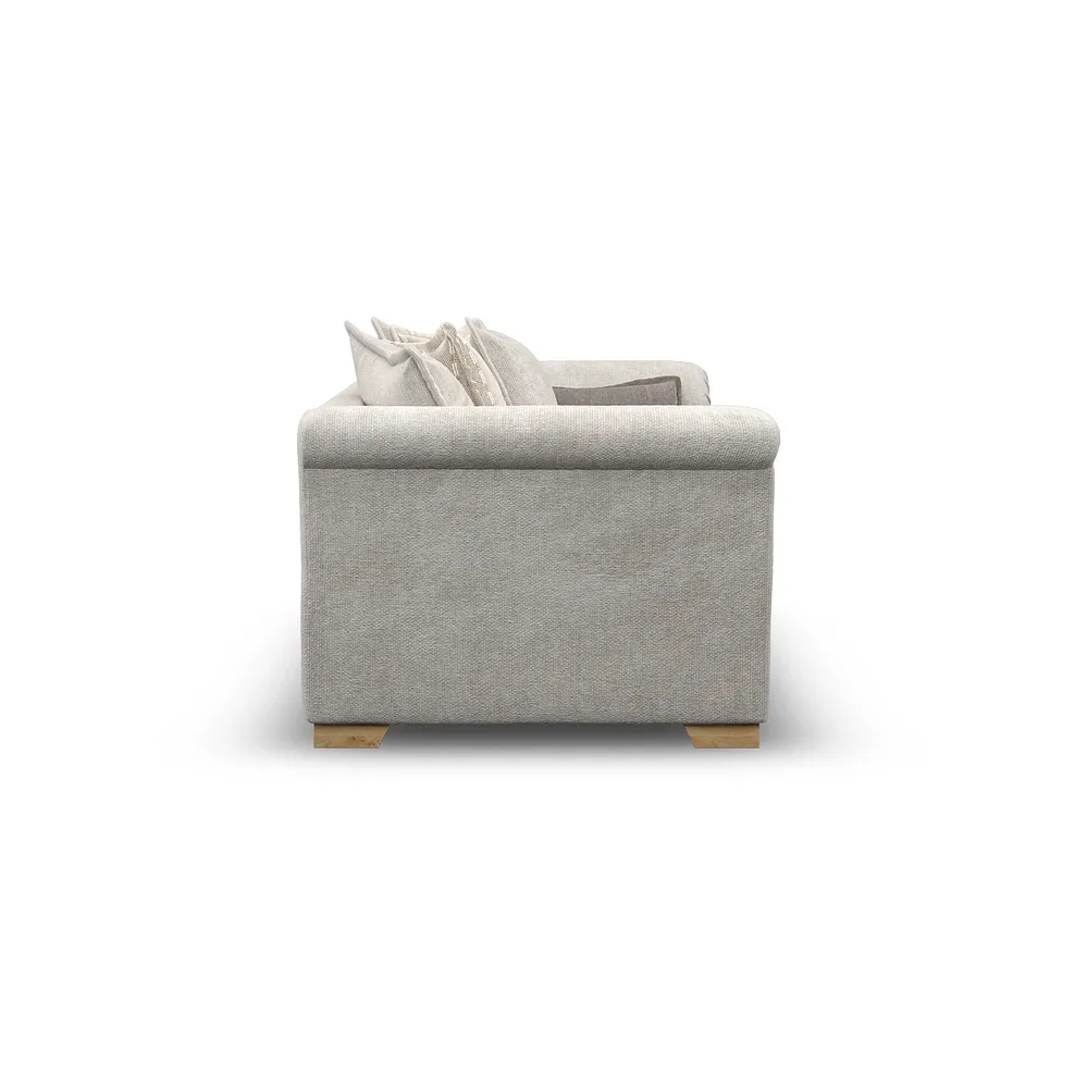 MILLDALE 3 Seater Pillow Back Sofa Ivory Fabric - Image 5