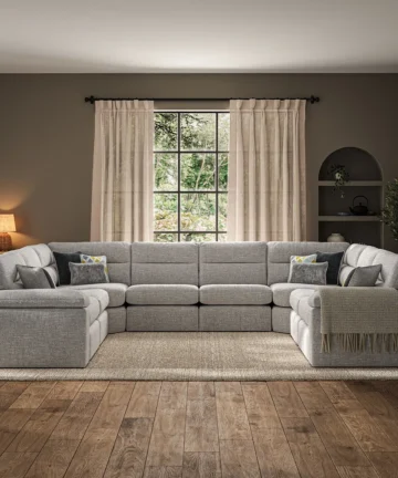 MORGAN Modular 8 Seater U-Shape Sofa Santos Silver Fabric