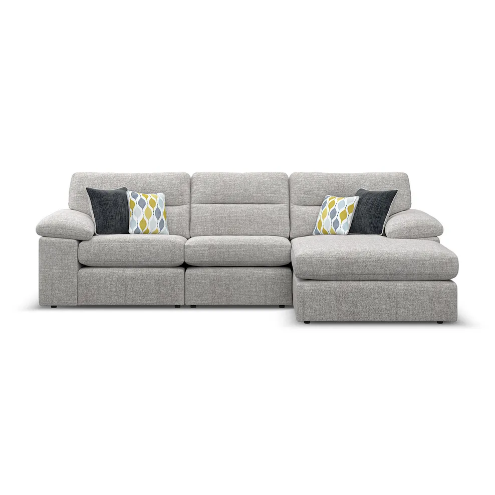 MORGAN 3 Seater Right Hand Chaise Sofa Santos Silver Fabric - Image 4