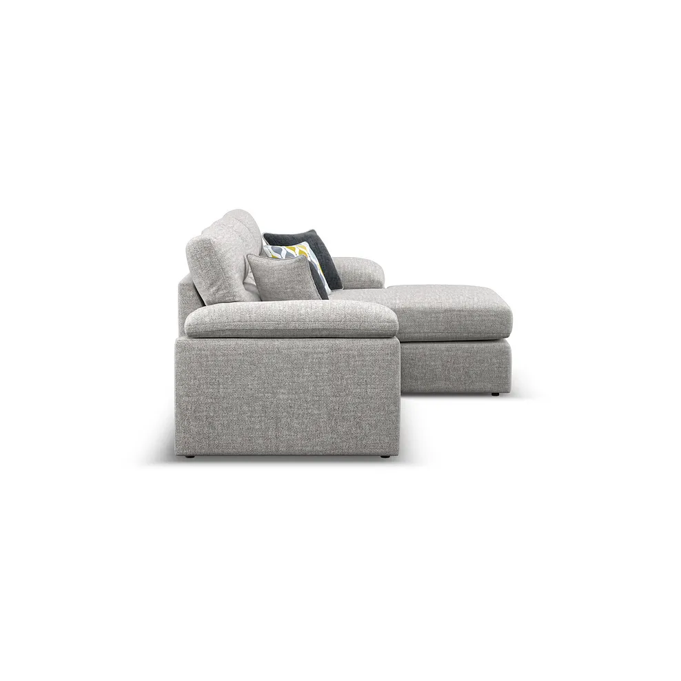 MORGAN 3 Seater Right Hand Chaise Sofa Santos Silver Fabric - Image 6