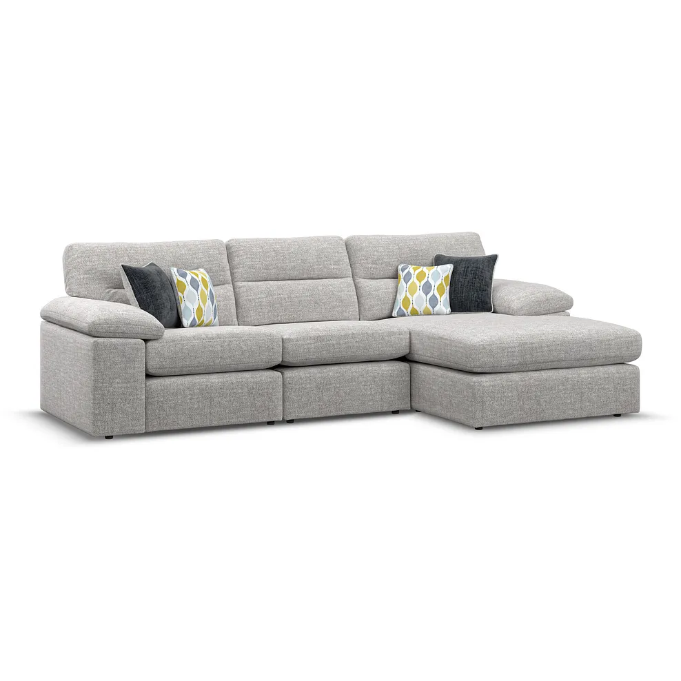 MORGAN 3 Seater Right Hand Chaise Sofa Santos Silver Fabric - Image 2