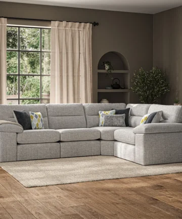 MORGAN Modular 4 Seat Corner Sofa Santos Silver Fabric