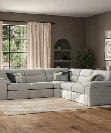 MORGAN Modular 5 Seat Corner Sofa Santos Silver Fabric
