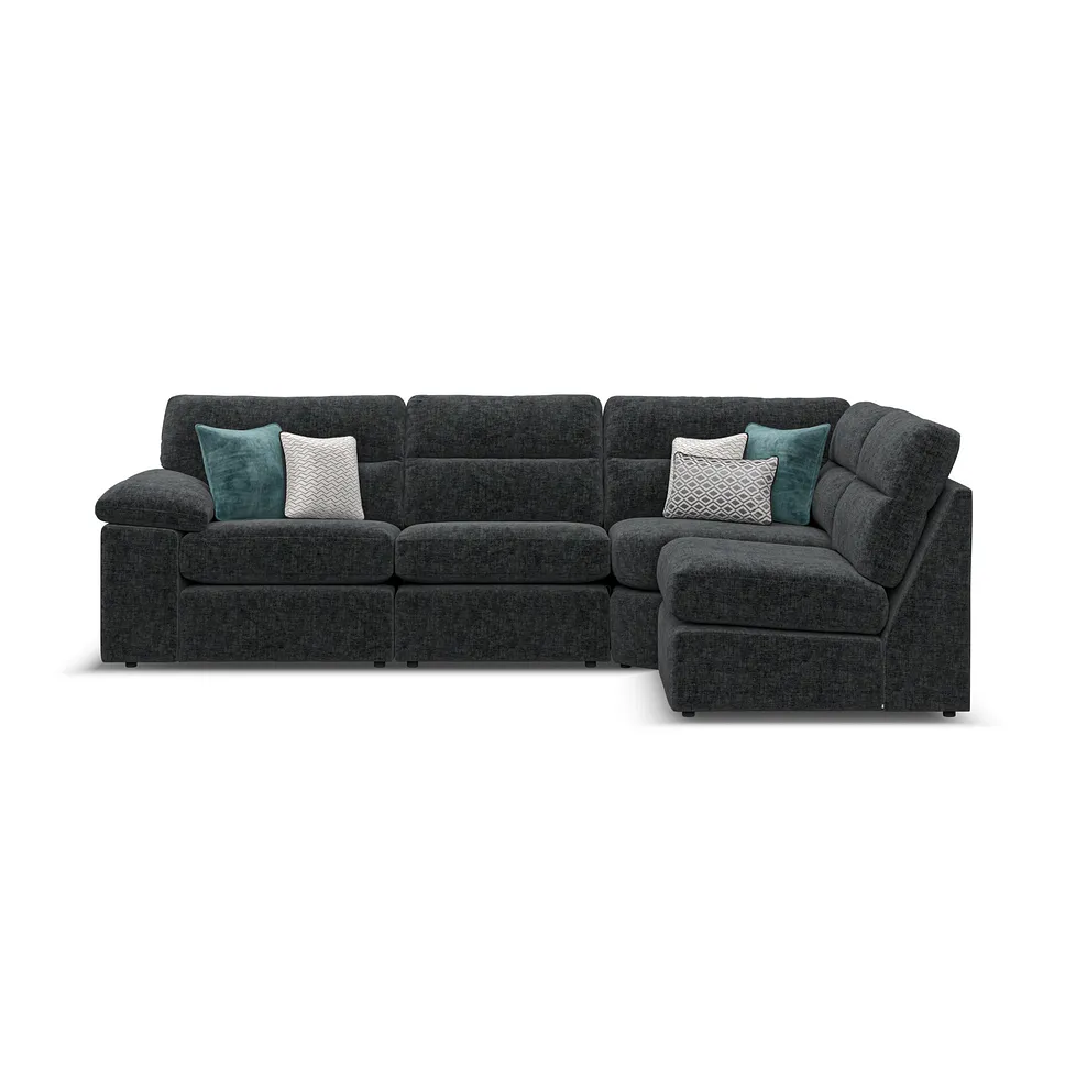 MORGAN Modular 4 Seat Left Hand Corner Sofa Cupid Charcoal Fabric