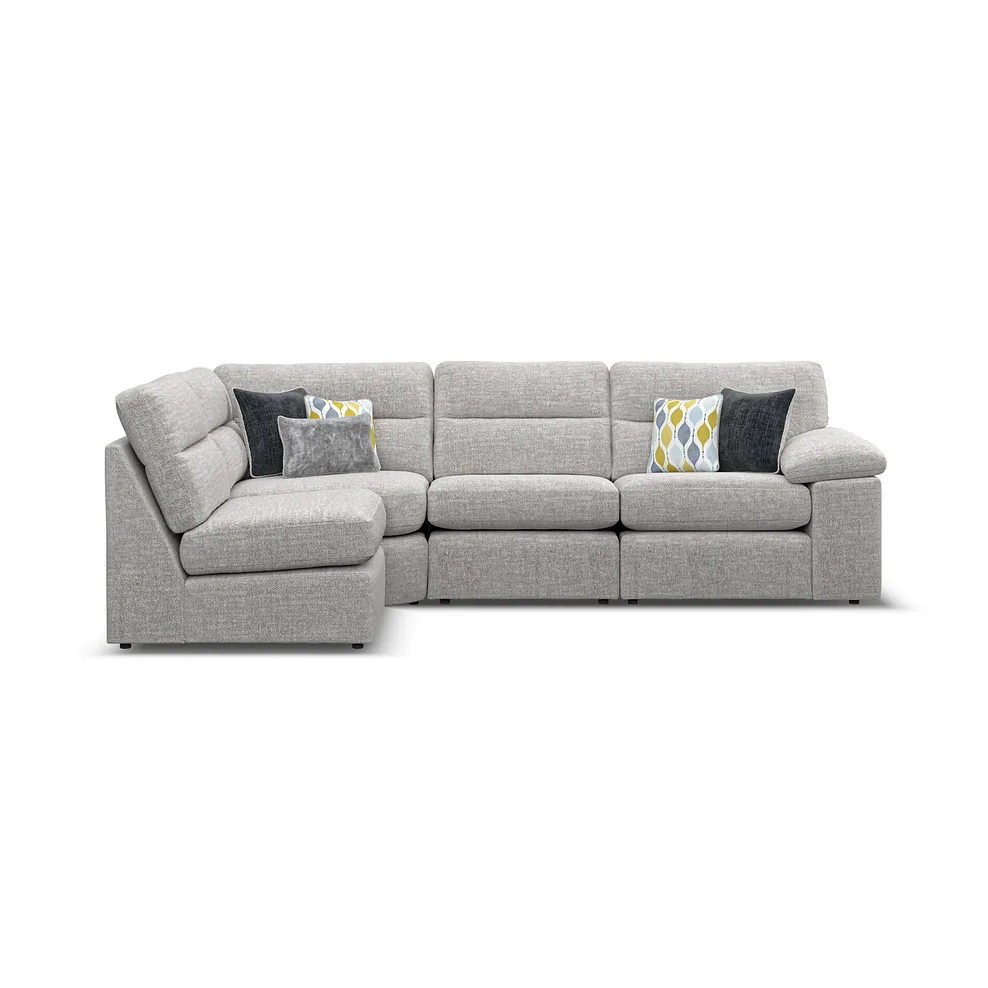 MORGAN Modular 4 Seat Right Hand Corner Sofa Santos Silver Fabric - Image 4