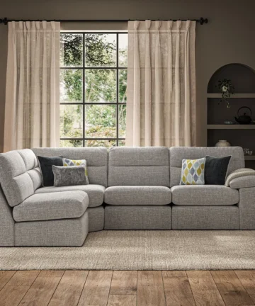 MORGAN Modular 4 Seat Right Hand Corner Sofa Santos Silver Fabric