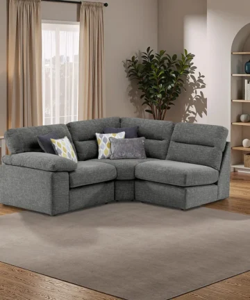 MORGAN Modular 3 Seat Left Hand Corner Sofa Santos Grey Fabric
