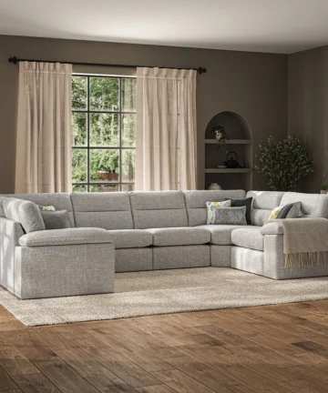 MORGAN Modular 6 Seater U-Shape Sofa Santos Silver Fabric