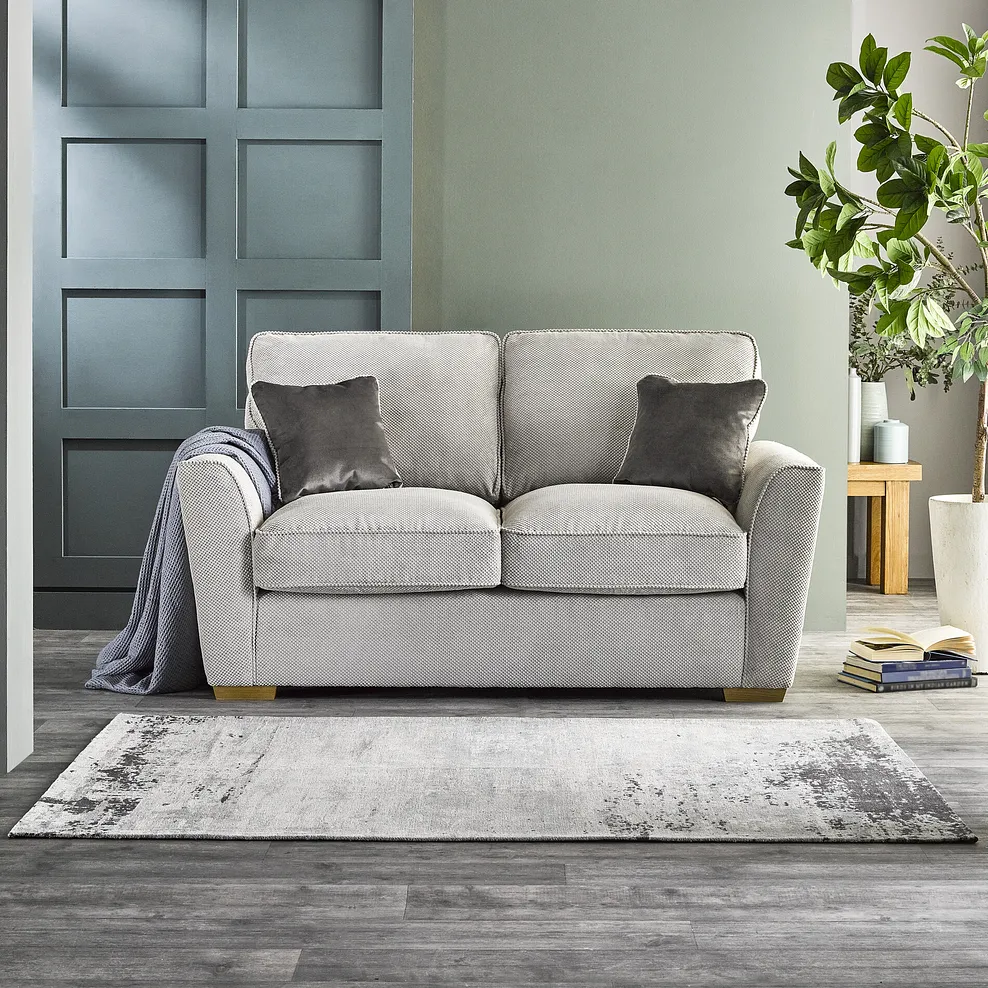 NEBRASKA 2 Seater Sofa Silver Fabric
