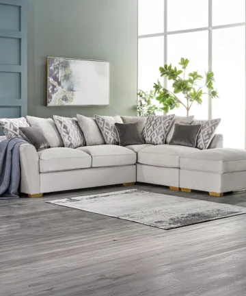 NEBRASKA Corner Pillow Back Sofa Left Hand Silver Fabric