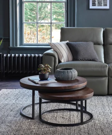 DETROIT Nest of Tables Solid Hardwood & Metal