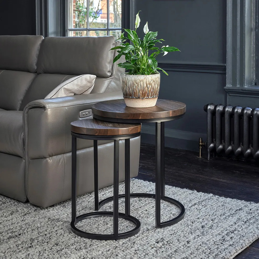 DETROIT Nest of Tables Solid Hardwood & Metal