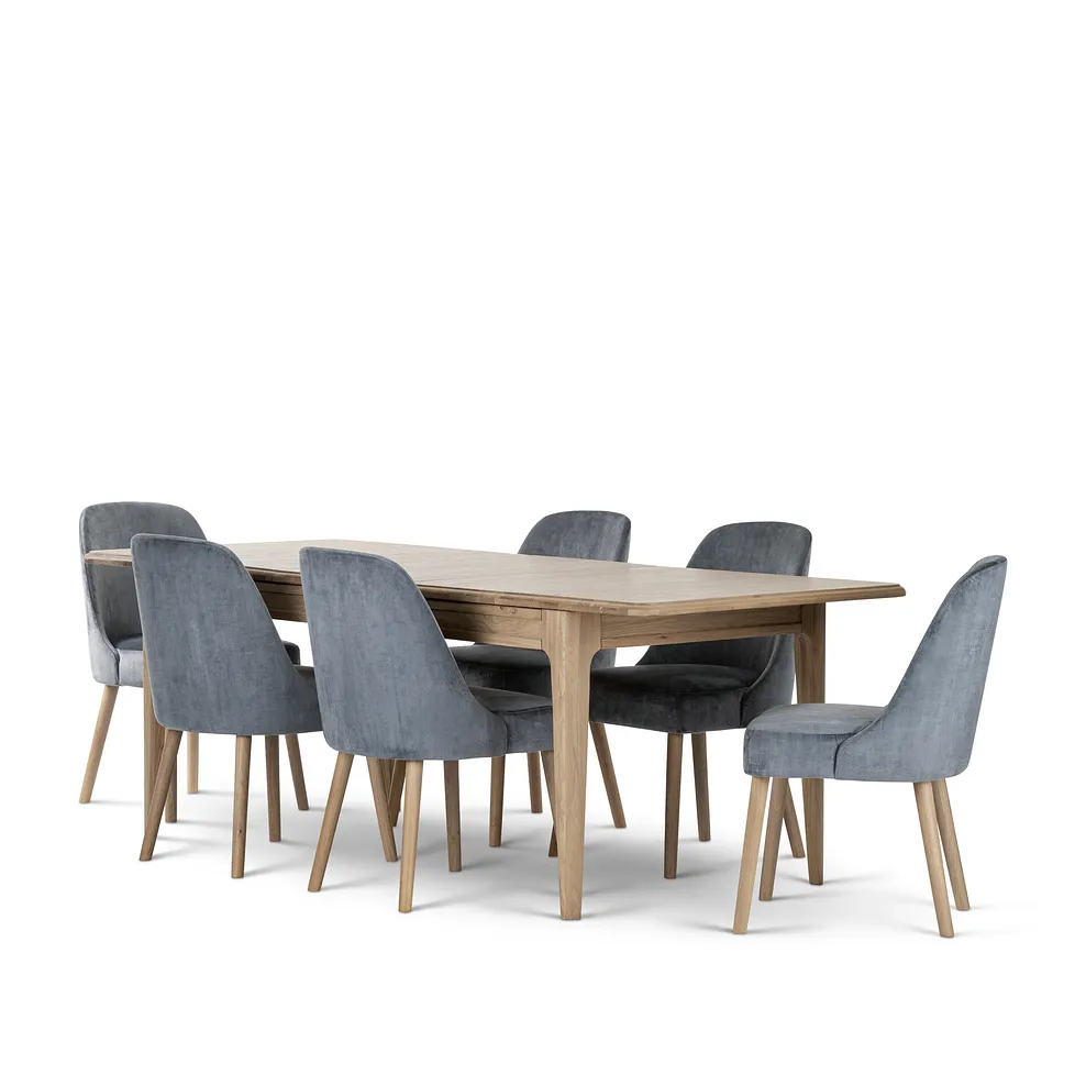 NEWTON 5ft11 Extending Dining Table with 6 Chairs Light Natural Solid Oak - Image 2