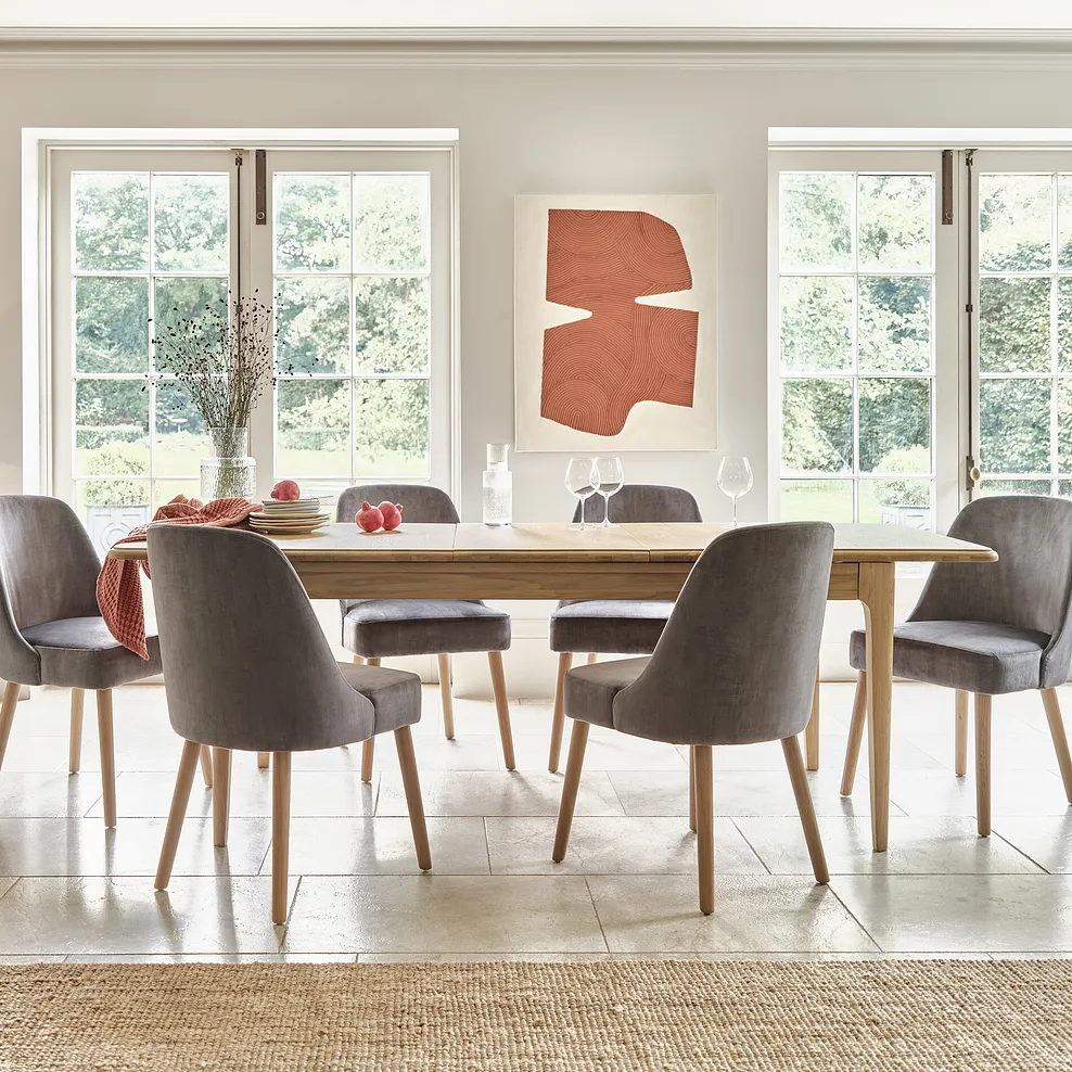 NEWTON 5ft11 Extending Dining Table with 6 Chairs Light Natural Solid Oak - Image 3