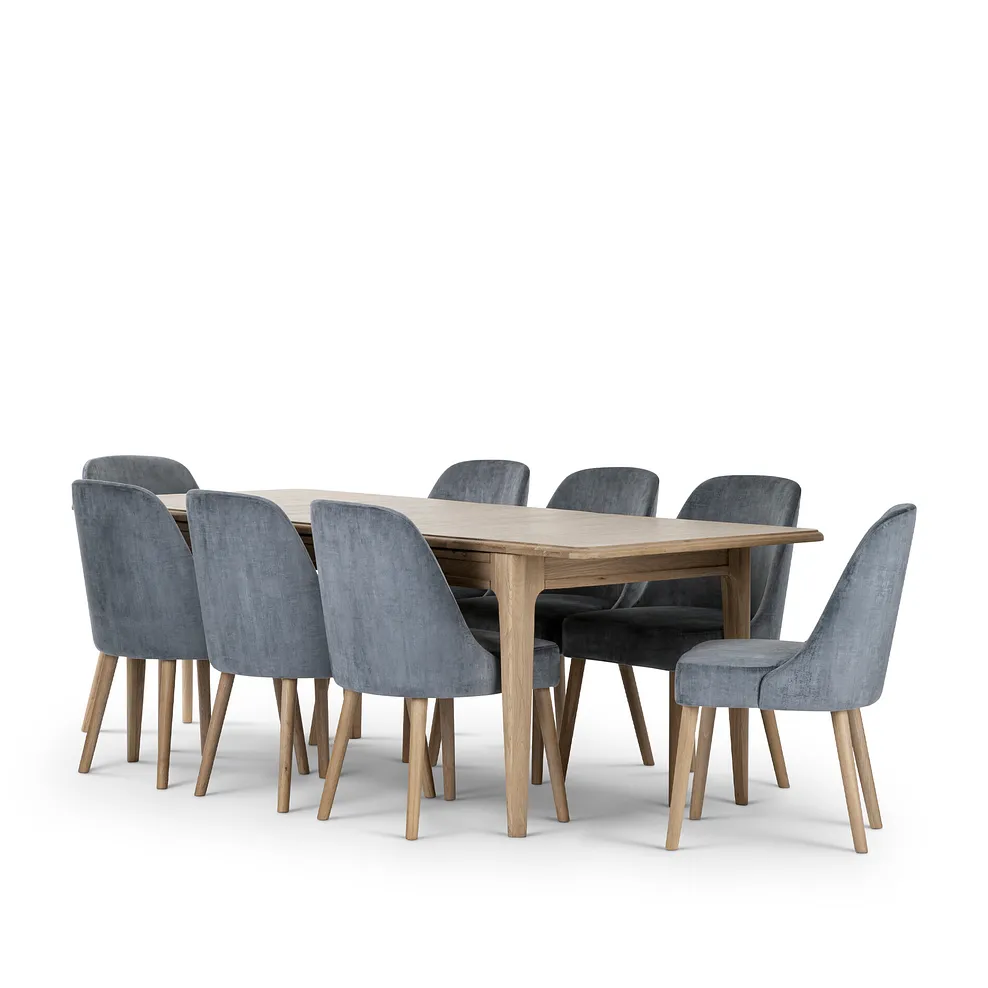 NEWTON 5ft11 Extending Dining Table with 8 Chairs Light Natural Solid Oak - Image 2