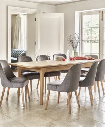 NEWTON 5ft11 Extending Dining Table with 8 Chairs Light Natural Solid Oak