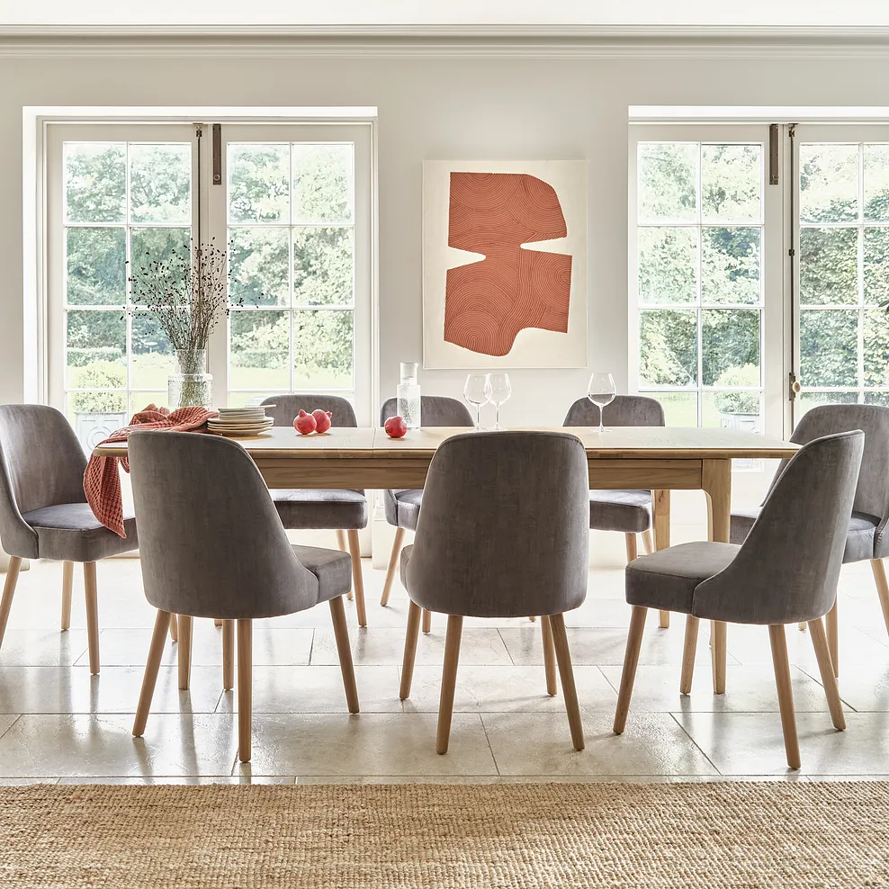 NEWTON 5ft11 Extending Dining Table with 8 Chairs Light Natural Solid Oak - Image 3