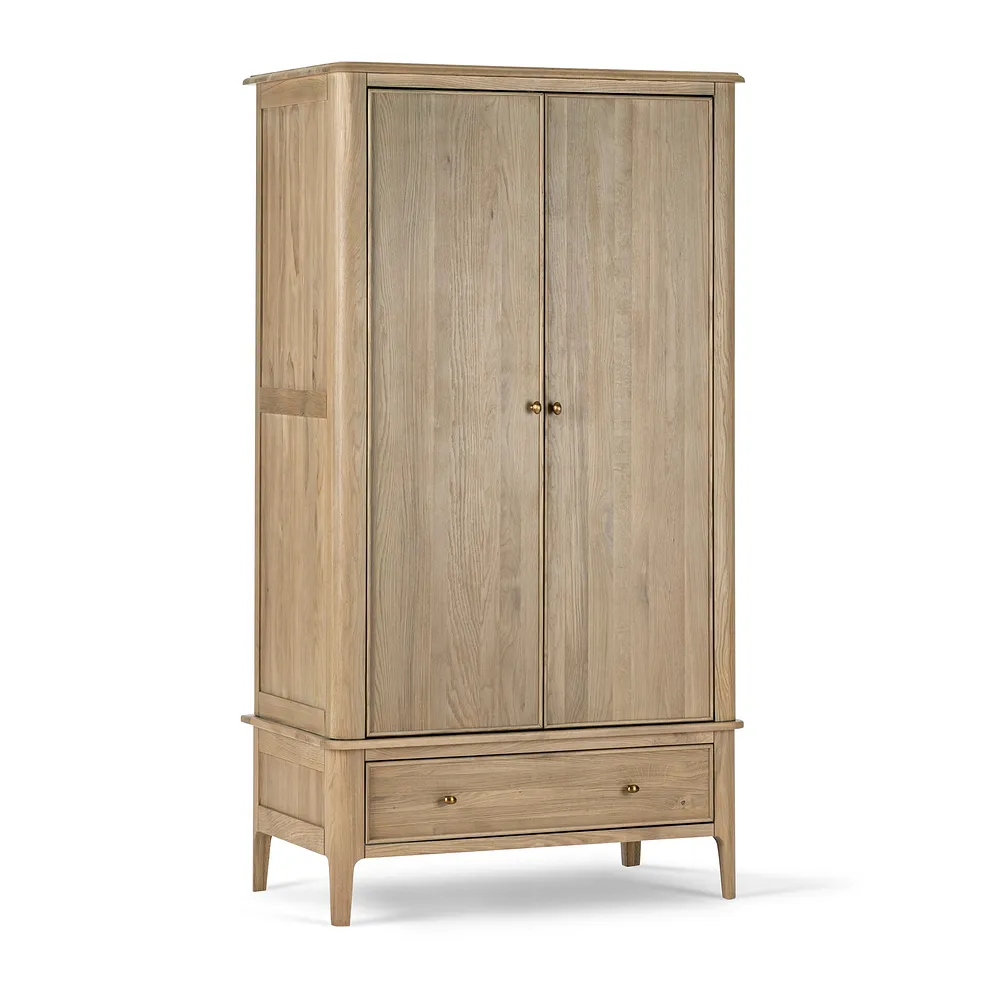 NEWTON Double Wardrobe Light Natural Solid Oak - Image 2