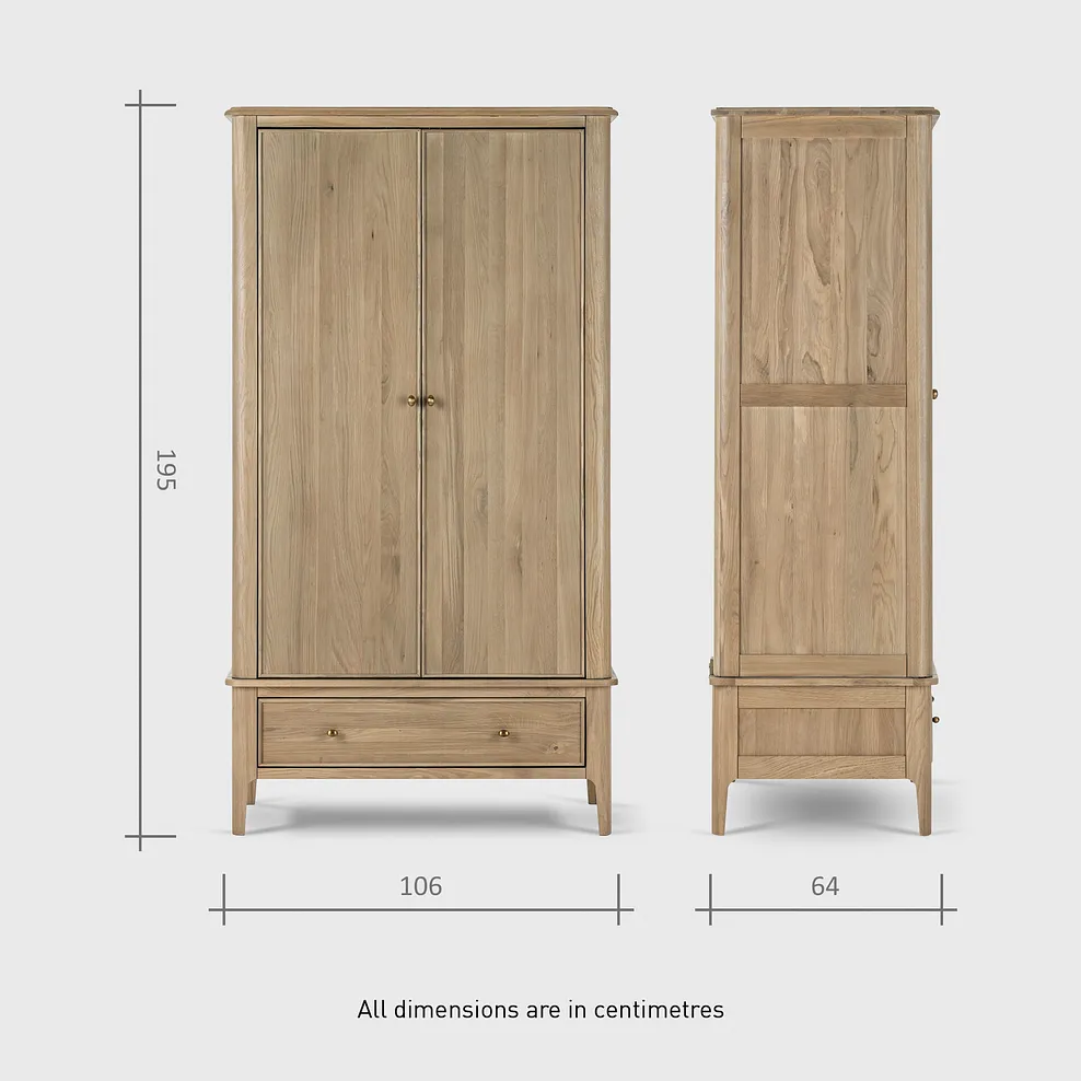 NEWTON Double Wardrobe Light Natural Solid Oak - Image 14