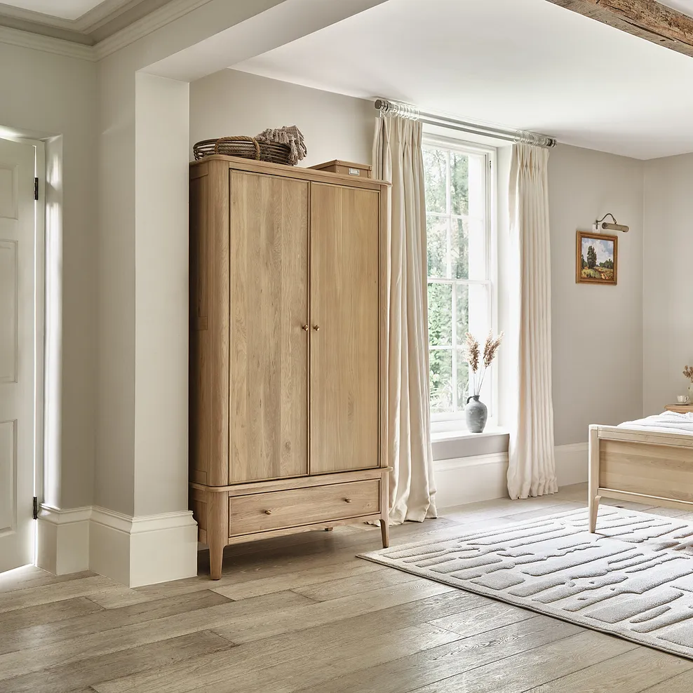 NEWTON Double Wardrobe Light Natural Solid Oak - Image 4