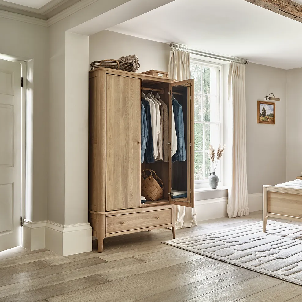 NEWTON Double Wardrobe Light Natural Solid Oak - Image 5