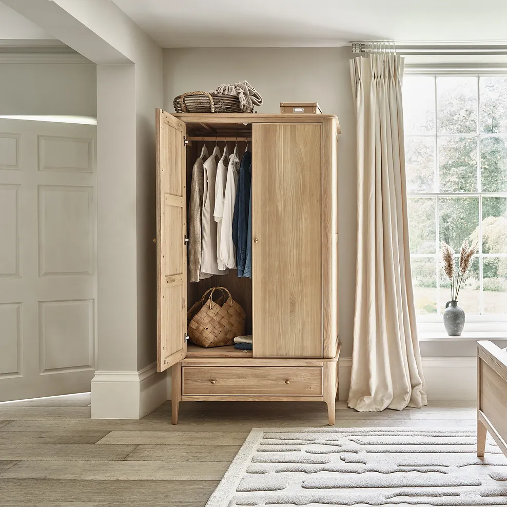 NEWTON Double Wardrobe Light Natural Solid Oak - Image 3