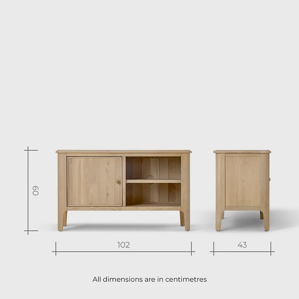 NEWTON Small TV Unit Light Natural Solid Oak - Image 11