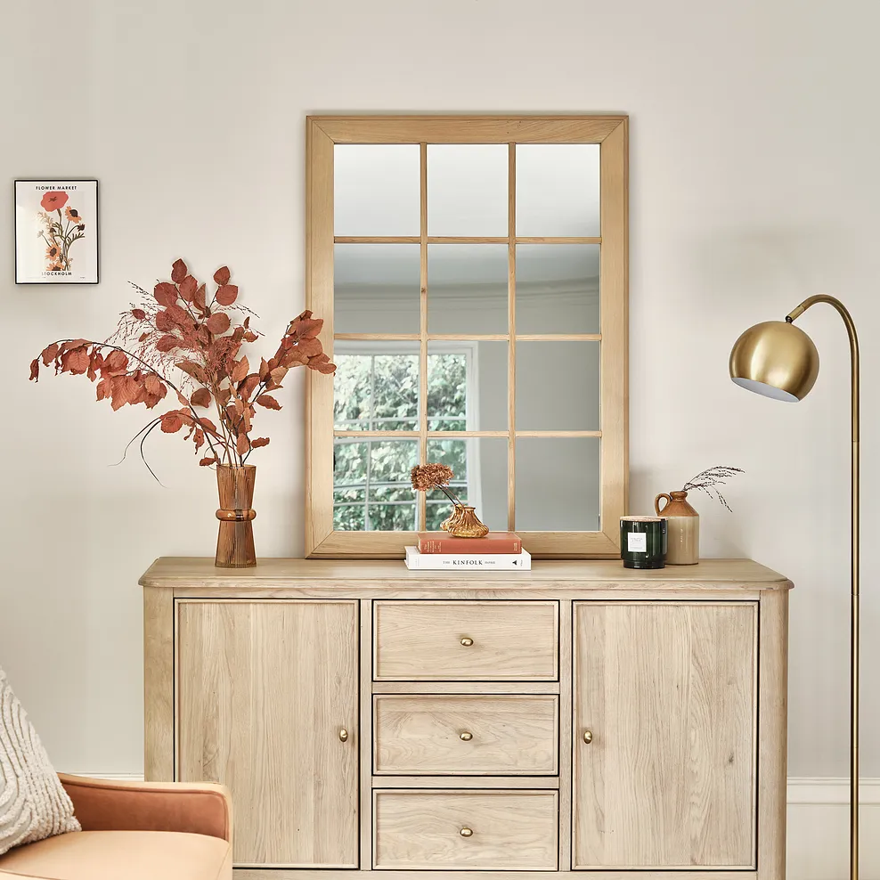 NEWTON WALL MIRROR Light Natural Solid Oak