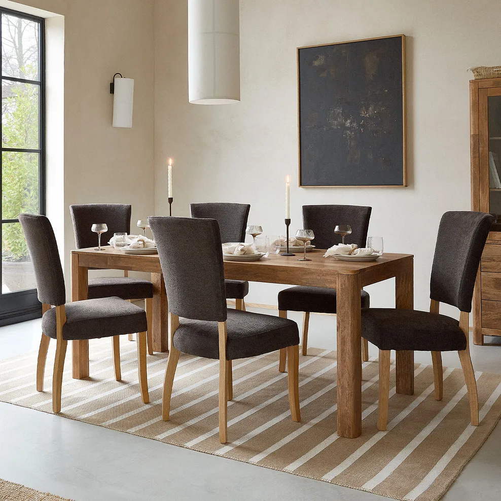 NOAH Dining set with 6 Chairs Solid Mango Wood - Image 3