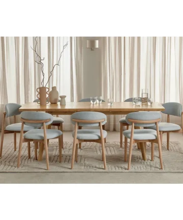OAKLEE Extending Dining Set with 8 Chairs Natural Oak