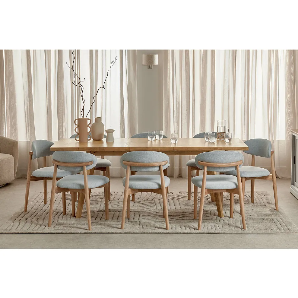 OAKLEE Extending Dining Set with 8 Chairs Natural Oak