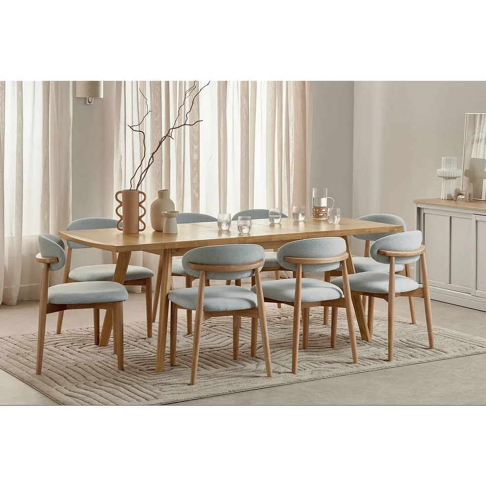 OAKLEE Extending Dining Set with 8 Chairs Natural Oak - Image 3