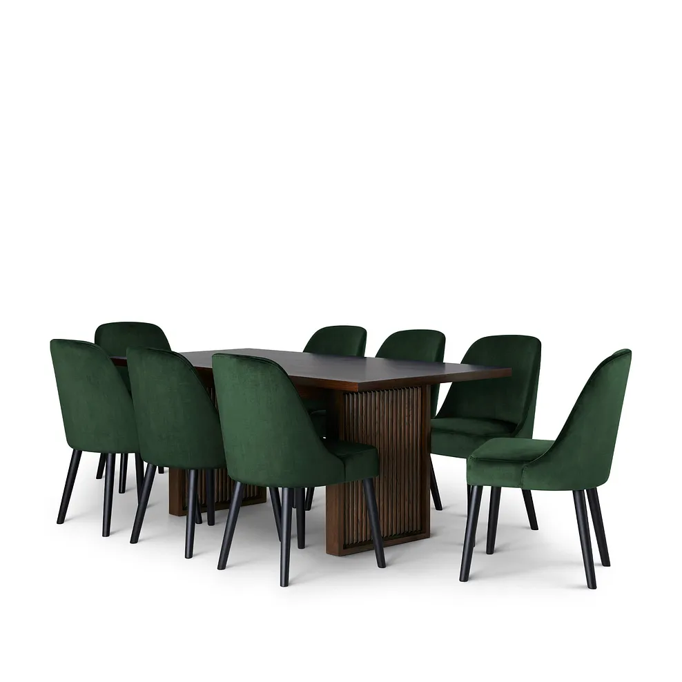 OLIVER 5ft11 Dining Set with 8 Chairs Dark Oak - Image 2