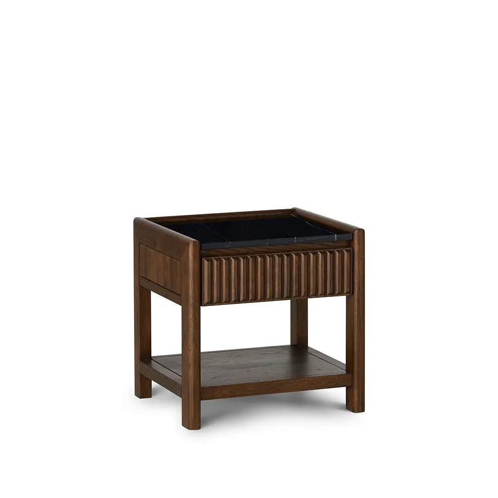 OLIVER Side Table Dark Oak & Black Marble - Image 2