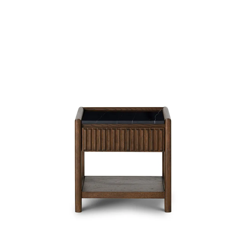 OLIVER Side Table Dark Oak & Black Marble - Image 5