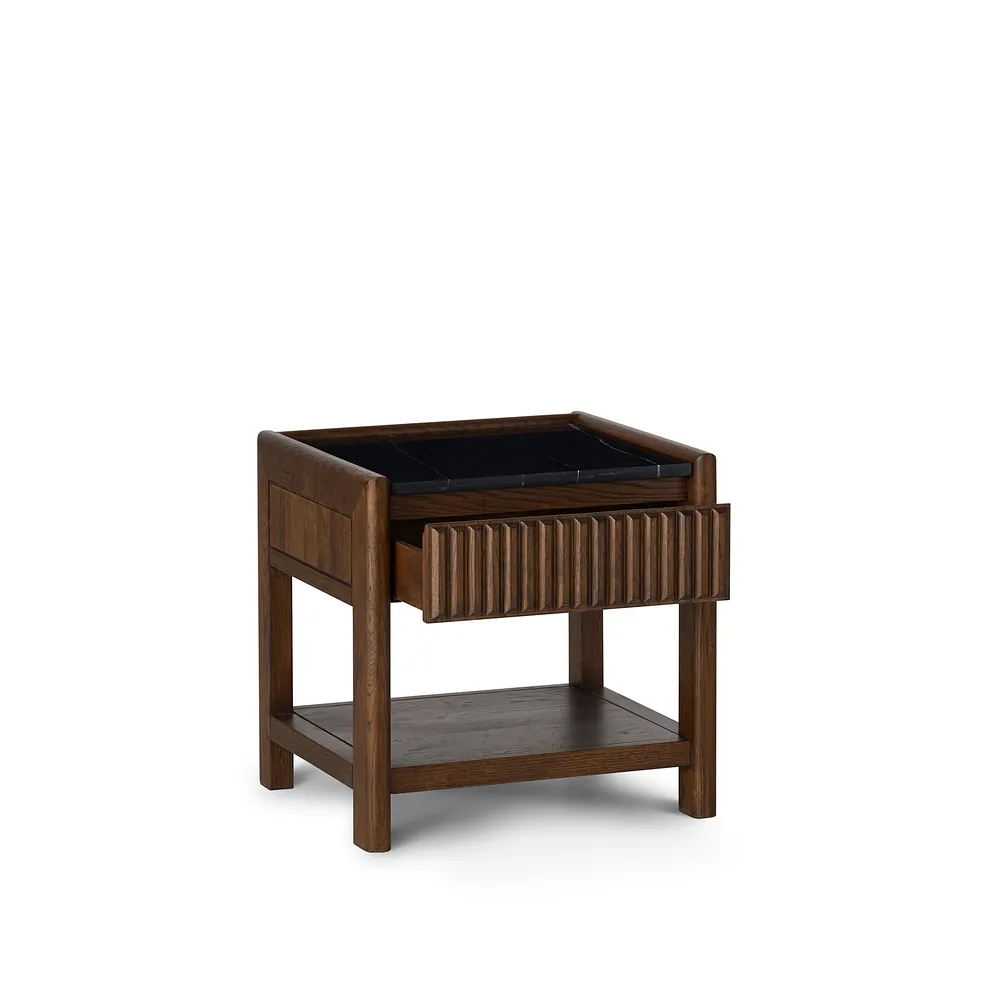 OLIVER Side Table Dark Oak & Black Marble - Image 6