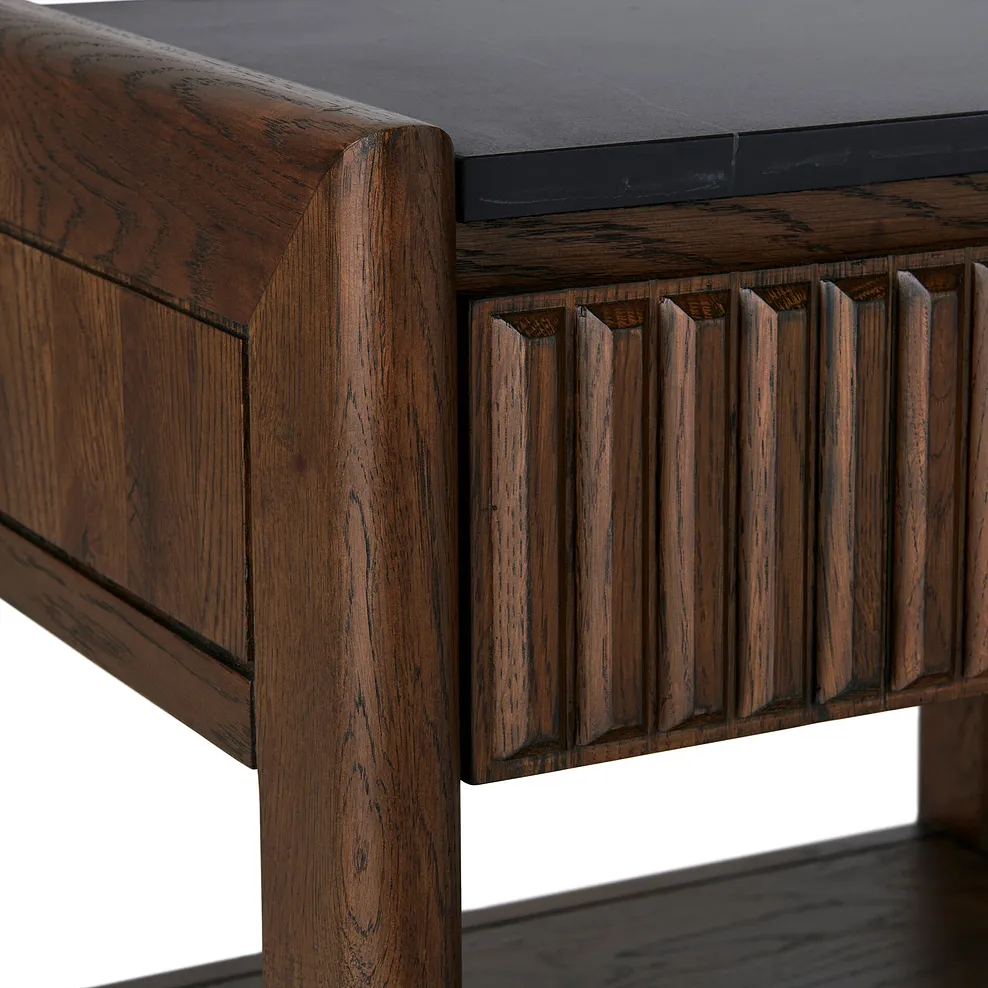 OLIVER Side Table Dark Oak & Black Marble - Image 8