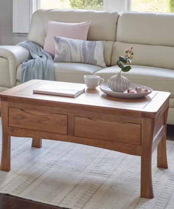 ORRICK 4 Drawer Coffee Table Rustic Solid Oak