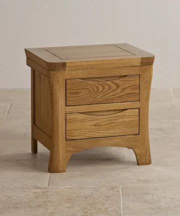ORRICK 2 Drawer Bedside Table Rustic Solid Oak