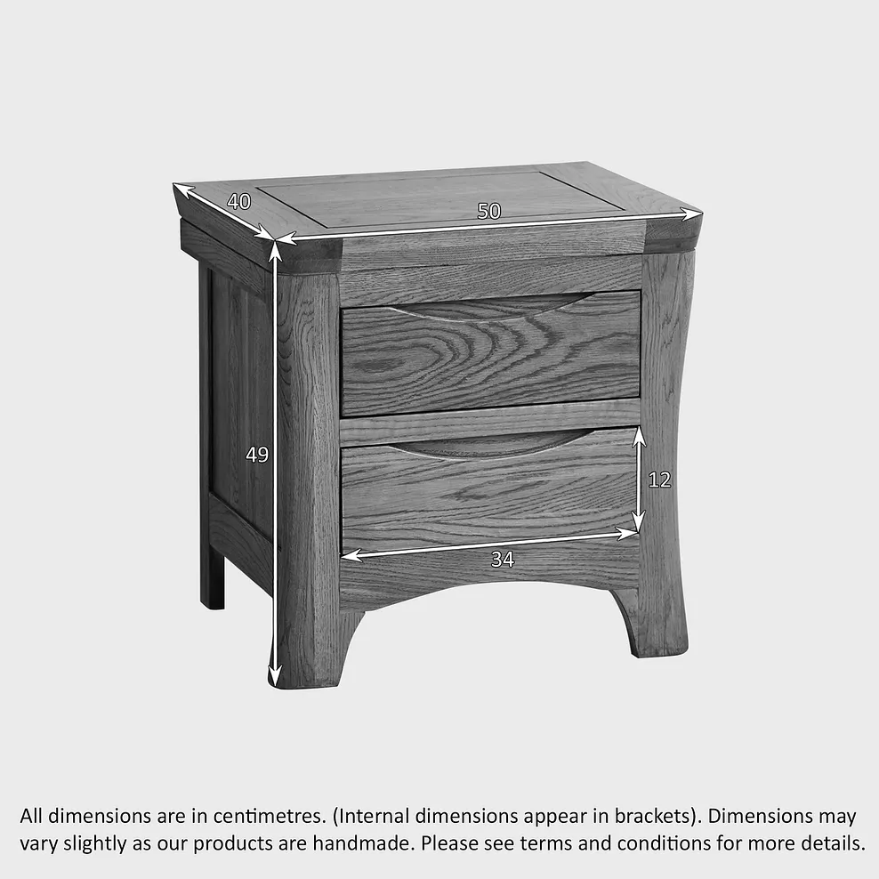 ORRICK 2 Drawer Bedside Table Rustic Solid Oak - Image 5
