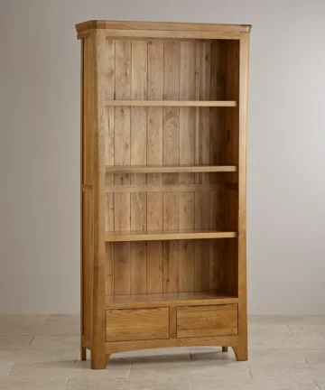 ORRICK Tall Bookcase Rustic Solid Oak