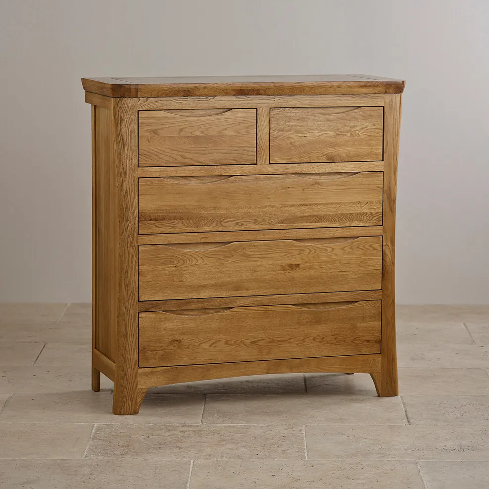 ORRICK 5 Drawer Chest Rustic Solid Oak - Image 3